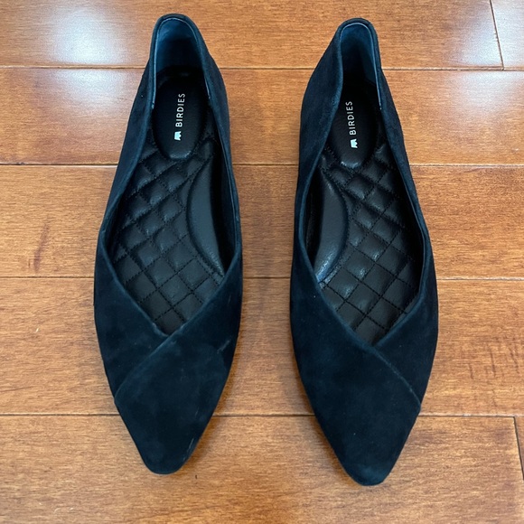Birdies Black Suede Pointed Toe Slip On Goldfinch Ballet Flats Shoes Sz. 7 - Picture 2 of 6